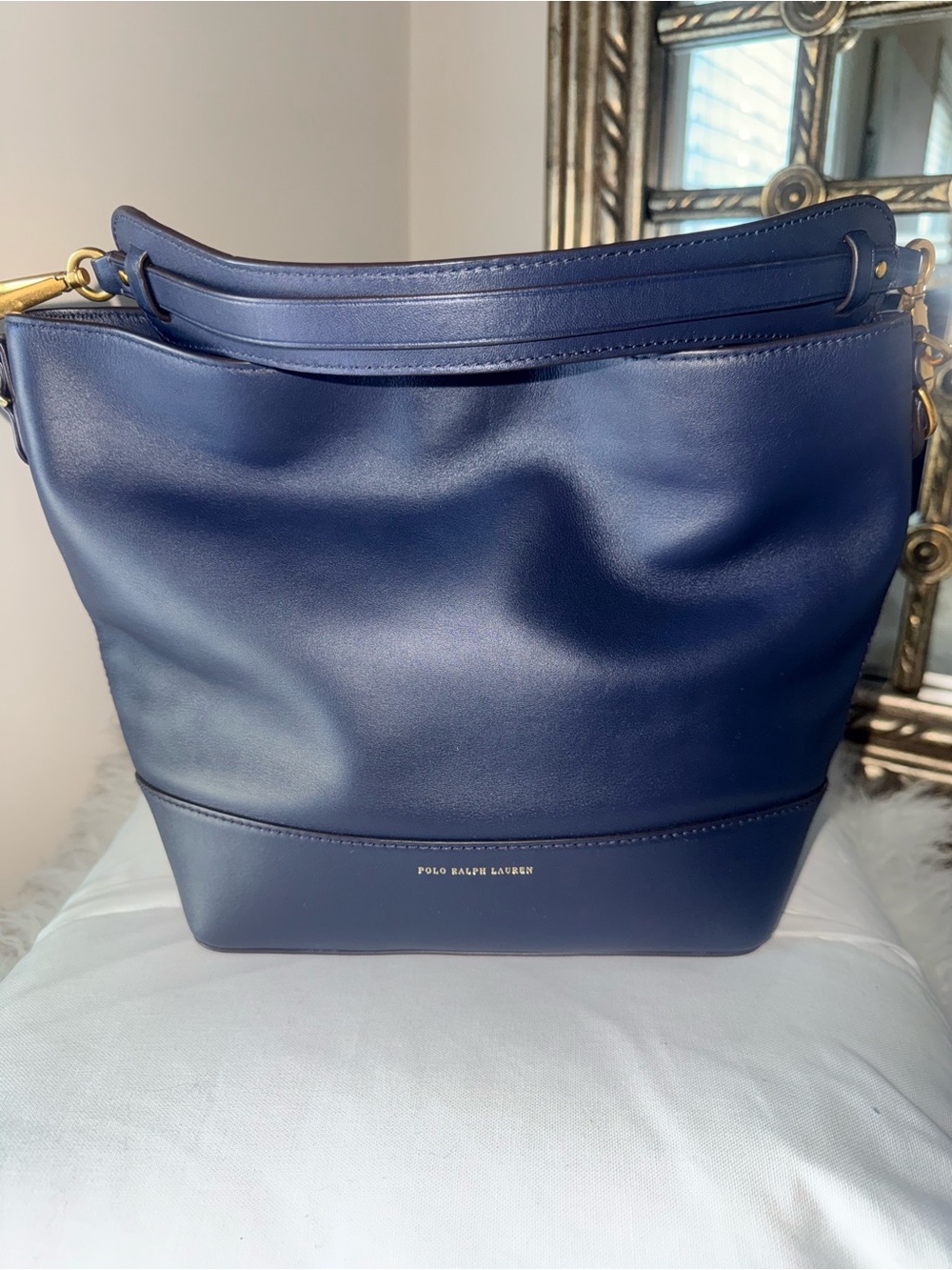 Polo Ralph Lauren Navy Leather Hobo S Bag - EXCELLENT